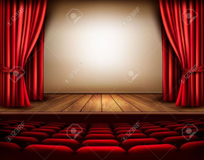 30921468-Un-escenario-de-teatro-con-una-cortina-de-color-rojo-asientos-Vector--Foto-de-archivo